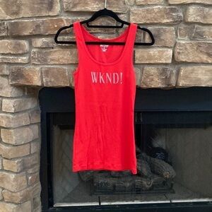 WKND! Red fitted tank top. Size medium